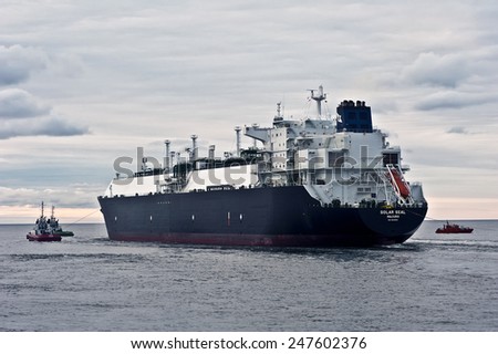 KLAIPEDA,LITHUANIA- OCT 31:GOLAR SEAL LNG Tanker in Klaipeda port on October 31,2014 in Klaipeda,Lithuania. GOLAR SEAL IMO 9624914 is LNG Tanker, registered in Marshall Islands.