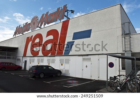 MAINZ,GERMANY-FEB 02:REAL hypermarket on February 02,2015 in Mainz, Germany.Real is a European hypermarket, member of the German trade and retail giant Metro AG.