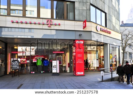 MAINZ, GERMANY - FEB 07: VODAFONE store on February 07, 2015 in Mainz, Germany. As of 2011 Vodafone Germany had 36.6 million mobile customers.