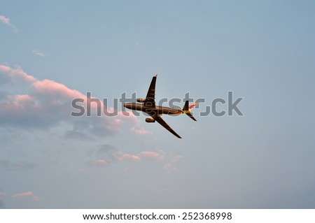 FRANKFURT,GERMANY-JULY 27:Etihad Cargo airplane flight on July 27,2012 in Frankfurt,Germany.China Airlines is the largest airline in Taiwan and the flag carrier of the Republic of China