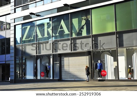 MAINZ,GERMANY-FEB 15:ZARA fashion store on February 15,2015 in Mainz,Germany.Zara is an Spanish clothing and accessories retailer.