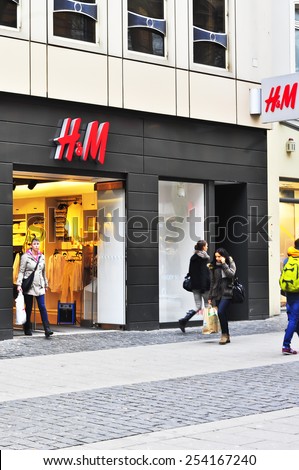WIESBADEN,GERMANY-FEB 18:HM store on February 18,2015 in Wiesbaden,Germany. H&M is an international fashion retail corporation. Founded in 1947