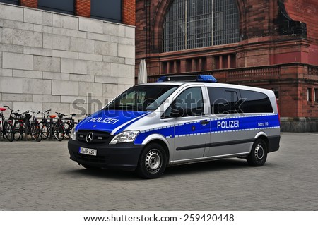 WIESBADEN,GERMANY-FEB 18: police van on February 18,2015 in Mainz,Germany.