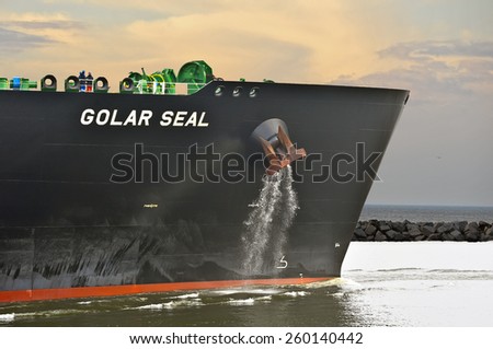 KLAIPEDA,LITHUANIA- MARCH 02:GOLAR SEAL LNG Tanker in Klaipeda port on March 02,2015 in Klaipeda,Lithuania. GOLAR SEAL IMO 9624914 is LNG Tanker, registered in Marshall Islands.