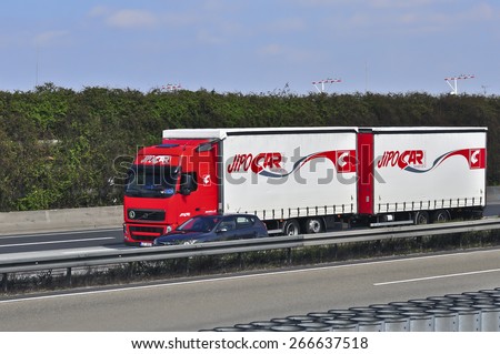 FRANKFURT,GERMANY-MARCH 28:VOLVO oil truck on March 28,2015 in Frankfurt,Germany. Volvo Trucks is a global truck manufacturer based in Gothenburg, Sweden,owned by AB Volvo