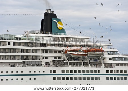 LITHUANIA-JUNE 26:Cruise liner AMADEA in the Baltic sea on June 26,2012 in Lithuania.