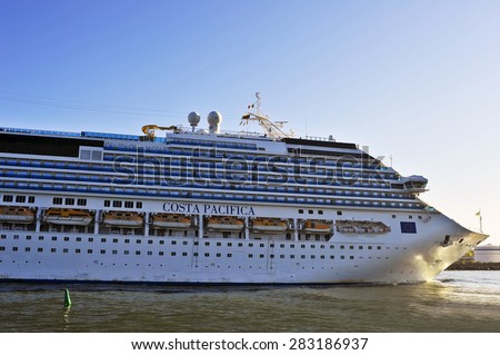 LITHUANIA - MAY 28:Cruise liner COSTA PACIFICA in in Baltic Sea on May 28,2015 in Lithuania.