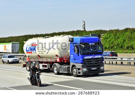 FRANKFURT,GERMANY - APRIL 10:oil truck on the highway on April 10,2015 in Frankfurt, Germany.