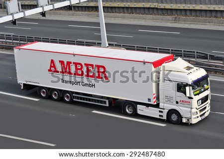 FRANKFURT,GERMANY-APRIL 16:MAN truck on the highway on April 16,2015 in Frankfurt,Germany