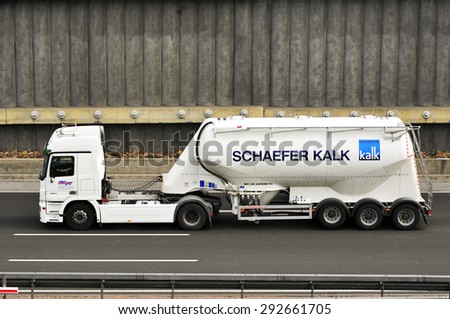 FRANKFURT,GERMANY - APRIL 16:oil truck on the highway on April 16,2015 in Frankfurt, Germany.