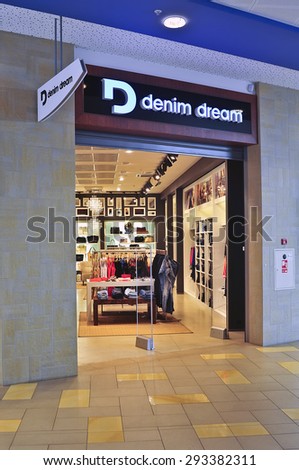 VILNIUS,LITHUANIA-JUNE 11: Denim dream store on June 11 in Vilnius. Lithuania.Denim dream chain of stores known for its famous brands varied in the Baltic States