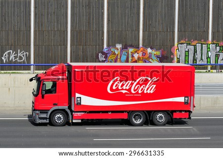FRANKFURT,GERMANY-APRIL 24: truck of Coca Cola on the higway on April 24,2015 in Frankfurt,Germany.