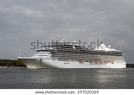 KLAIPEDA,LITHUANIA-JULY 14:Cruise liner MARINA in the port on July 14,2015 in Klaipeda,Lithuania.MS Marina- Oceania-class cruise ship, constructed in Italy for Oceania Cruises.