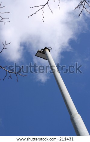 lampost reaching to the clouds with branch border