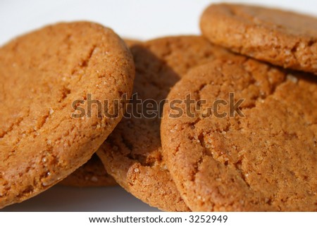 macro shot of ginger biscuits