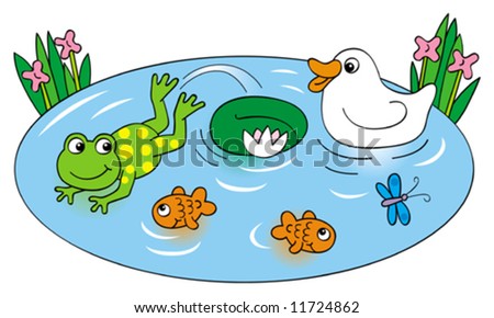 cartoon frog pond