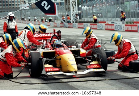 Auto Racing Uniforms on Pit Stop During Molson Indy Car Racing   Editorial Stock Photo