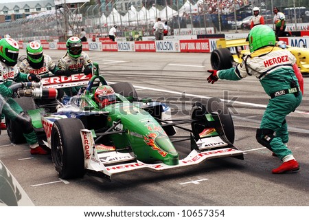 Auto Racing  Crew Apparel on Pit Stop During Molson Indy Car Racing   Editorial Stock Photo