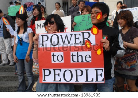 Protest against S.Korean Government decision to import US beef, Vancouver, Canada, 07Jun2008