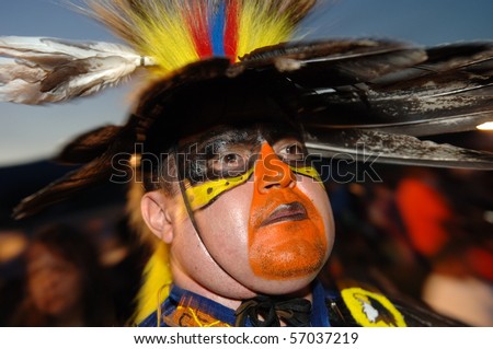 WEST VANCOUVER, BC, CANADA - JULY 10: Portrait of Native Indian man taken during annual Squamish Nation Pow Wow on July 10, 2010 in West Vancouver, BC, Canada