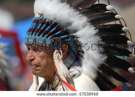 WEST VANCOUVER, BC, CANADA - JULY 10: Native Indian man participates in annual Squamish Nation Pow Wow on July 10, 2010 in West Vancouver, BC, Canada