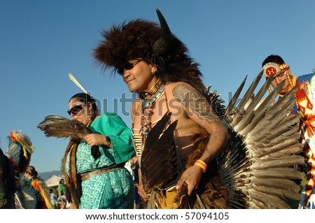 WEST VANCOUVER, BC, CANADA - JULY 10: Native Indians participate in annual Squamish Nation Pow Wow on July 10, 2010 in West Vancouver, BC, Canada