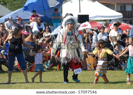 WEST VANCOUVER, BC, CANADA - JULY 10: Native Indians participate in annual Squamish Nation Pow Wow on July 10, 2010 in West Vancouver, BC, Canada