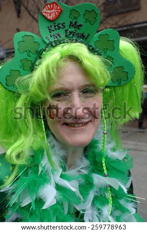 VANCOUVER, CANADA - MARCH 16, 2008: Hundreds of colorfully dressed people took part in St. Patrick's Day celebration in Vancouver, Canada, on March 16, 2008.