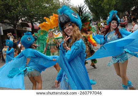 NORTH VANCOUVER, CANADA - JULY 28, 2012 : Hundreds of people took part in an annual Multicultural Caribbean Street Parade in North Vancouver, BC, Canada, on July 28, 2012.
