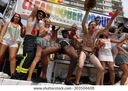 VANCOUVER, CANADA - AUGUST 2, 2015: People participate in the annual Pride Parade and celebrations in Vancouver, Canada, Aug. 2, 2015.