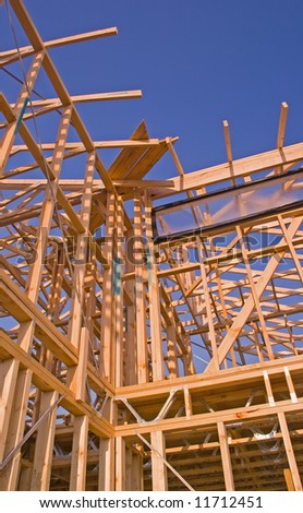 Detail of house frame under construction