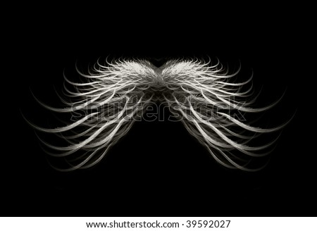 stock photo Black and white dark angel wings isolated over black 
