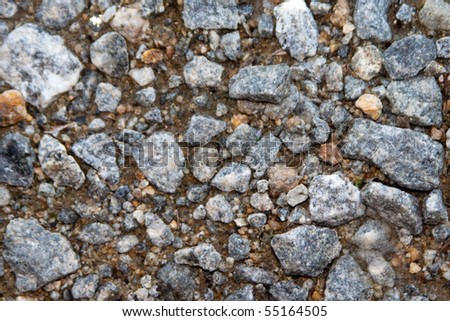Close up image of crushed granite gravel.