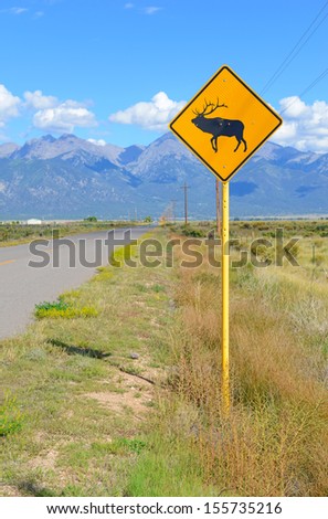 Elk/Deer Sign along Road