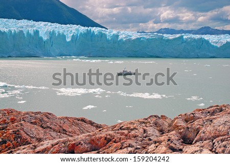 Perito Moreno Glacier and Tourist Cruise Ship, Patagonia Argentina