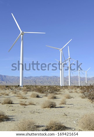 Clean, Renewable Energy for the Future: Wind Turbines in Wind Farm, Southwest Desert, USA