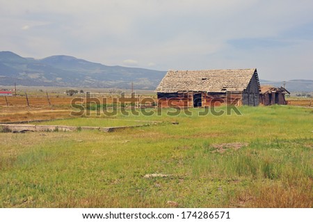 Farm with Barn in Rural landscape in the Western USA