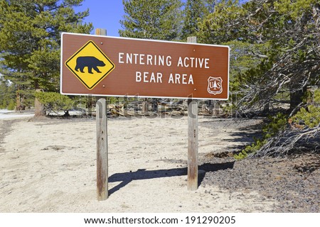 Bear Warning Sign in the Wilderness
