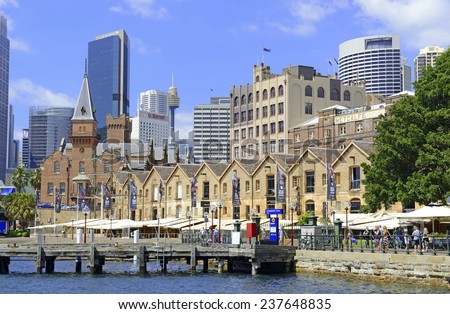 SYDNEY - CIRCA NOVEMBER 2014. Ordinarily considered a safe city, Sydney Australia (The historic Rocks pictured) was the site of a hostage situation potentially involving ISIS on December 15, 2014.