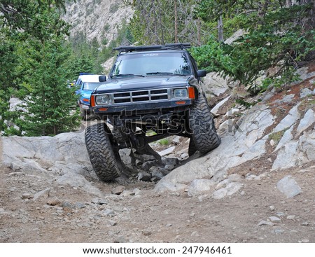 ALAMOSA - COLORADO - CIRCA JULY 2011. Known as among the roughest Four Wheel Drive roads in the country, the Lake Como Road in the Sangre de Cristo Mountains will test the toughest 4x4 vehicle.