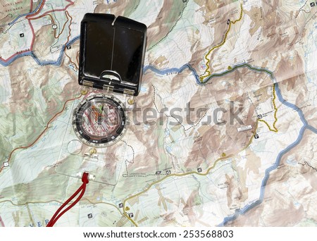 map and compass for navigation and orienteering