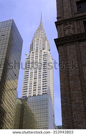 NEW YORK - CIRCA APRIL 2015. The art deco, architecturally significant Chrysler Building in Midtown Manhattan was the tallest building in Manhattan prior to the completion of the Empire State building