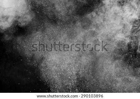 abstract white dust explosion  on a black background. abstract white powder explosion  on a black background.