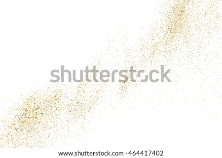 Gold glitter texture isolated on white. Golden color of winners. Aureate abstract particles on ofay substrate. Explosion of confetti shine. Celebratory background. Vector illustration,eps 10.