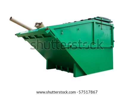 Green Industrial Waste Bin Isolated Over White Green Industrial Waste Bin Isolated Over White