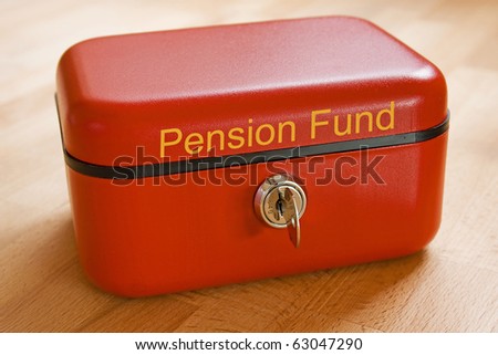 Red metal pension fund cash tin