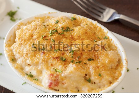 lobster mac 'n cheese topped with truffle oil