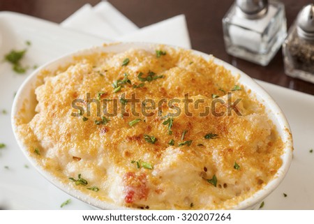lobster mac \'n cheese topped with truffle oil
