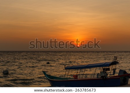 Pulau Sembilan, Malaysia- Wake up in early morning to capture amazing sunrise which shining sky with golden color in west coast of Peninsular Malaysia