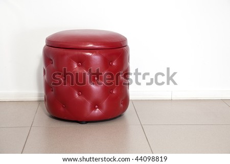 NEW RED LEATHER PADDED FOOT STOOL OTTOMAN